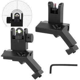 1Set 45 Degree Offset Rear Front Flip Up Sights Fiber Optics Aluminum Sights Tactical Folding Back Up Sight Set With Red Green Dots Fit Picatinny Weav