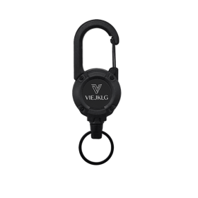 VIEJAKLG 3-in-1 Retractable Pull Reel Carabiner Keychain With Strong Steel Wire Rope Buckle Compact 64cm Outdoor Sport Tool For Camping Hiking Multifu (Option: TKUS01 0020 01 black)